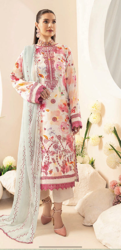 Embroidered Karandi Three Piece Suit