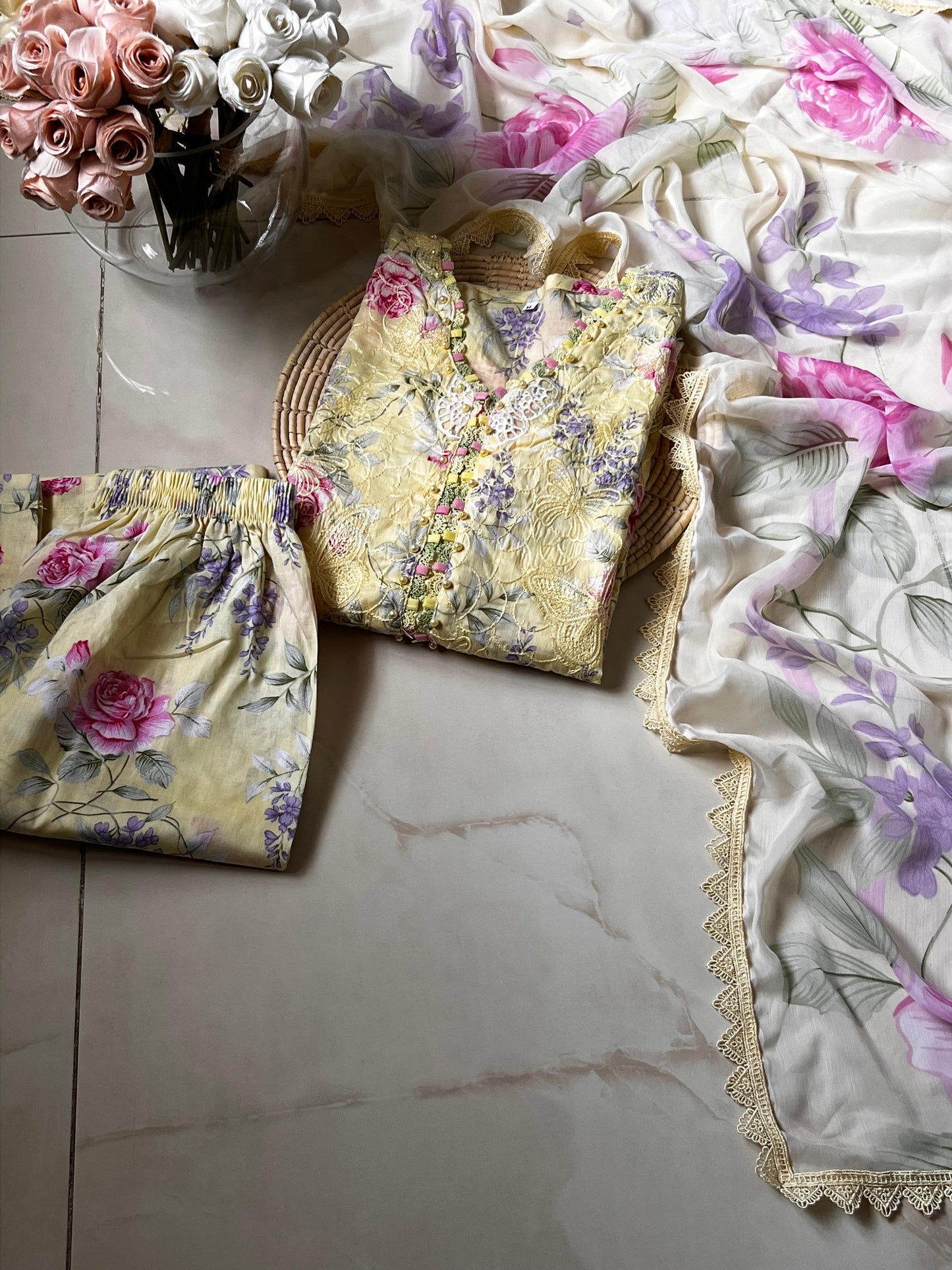 3 Piece Embroidered Lawn with Chiffon Dupata