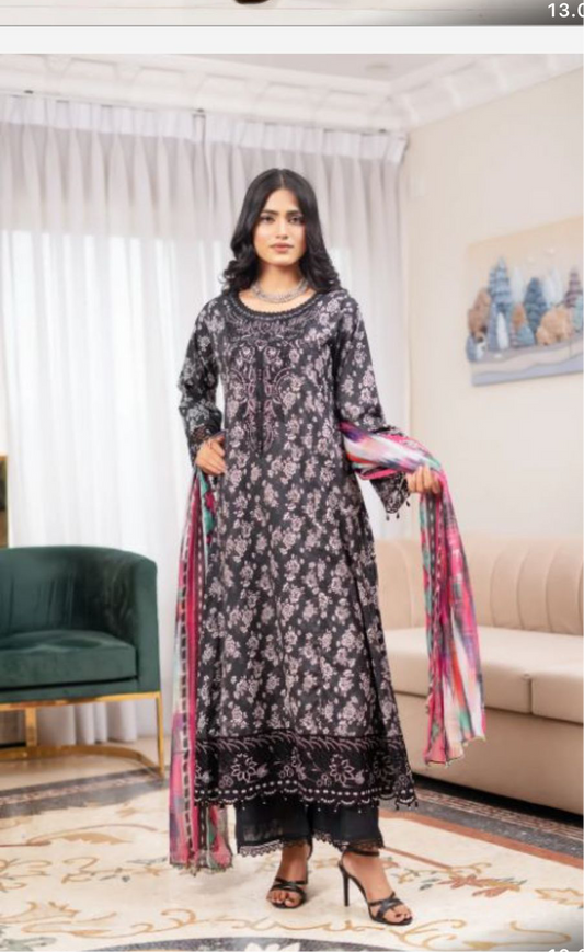 MUNIRA 3-Piece Embroiderd Frock Digital Printed Collection