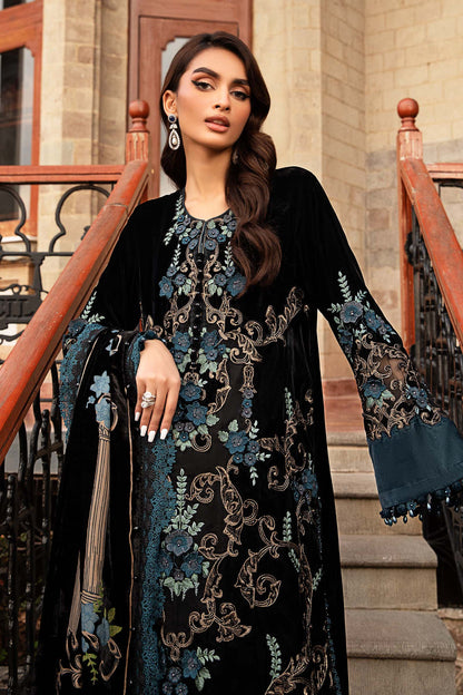 3 Piece stitched Embroidered Velvet Suit