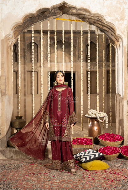 Karma 3 Piece Embroidered Suit