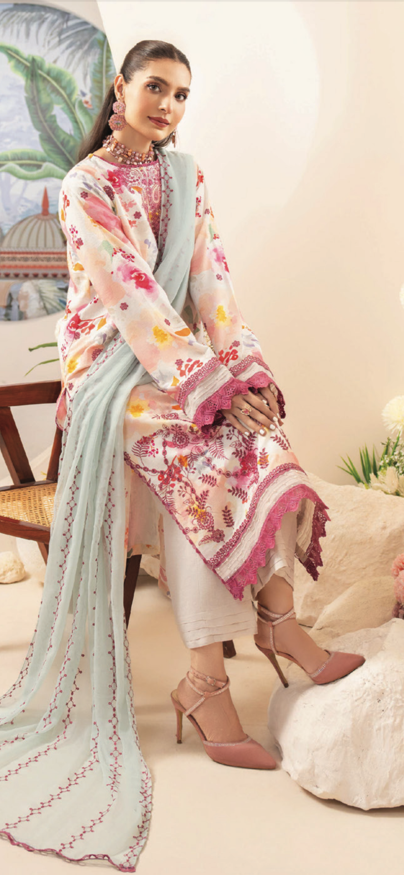 Embroidered Karandi Three Piece Suit