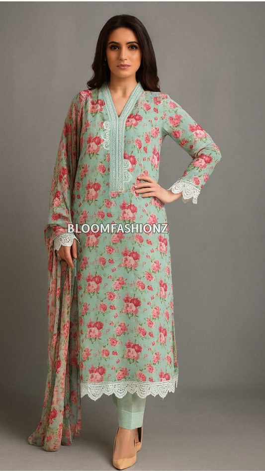 3 Piece Embroidered Suit
