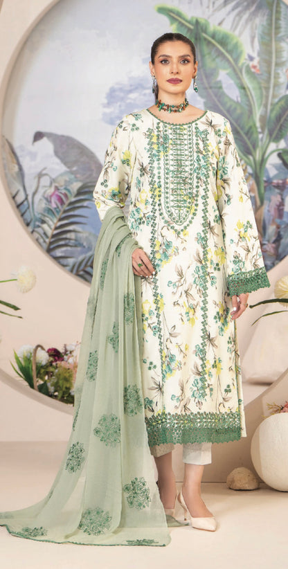 Embroidered Karandi Three Piece Suit