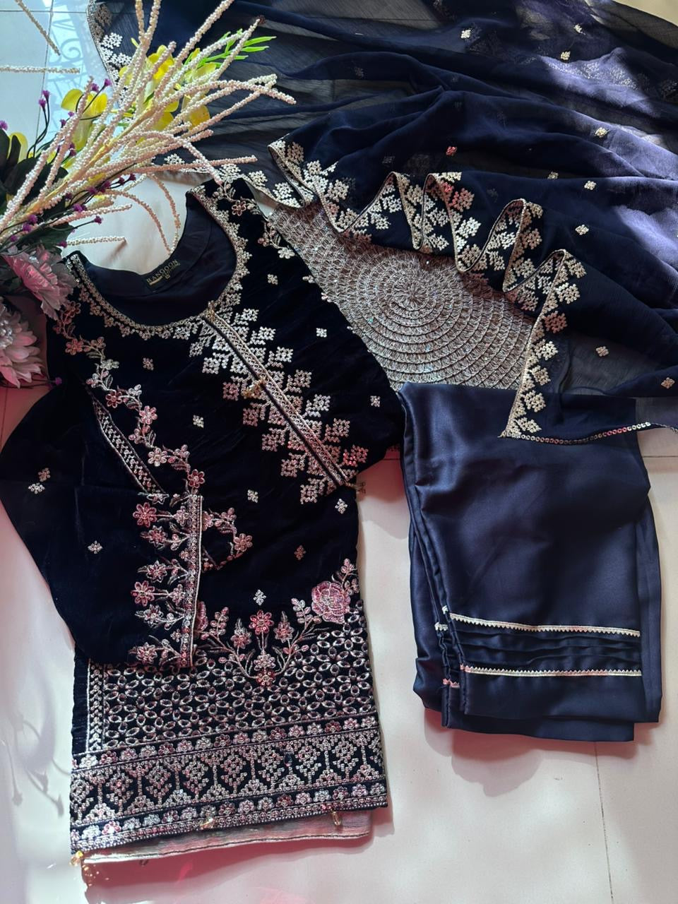 Jasmin 3 Piece Velvet Suit