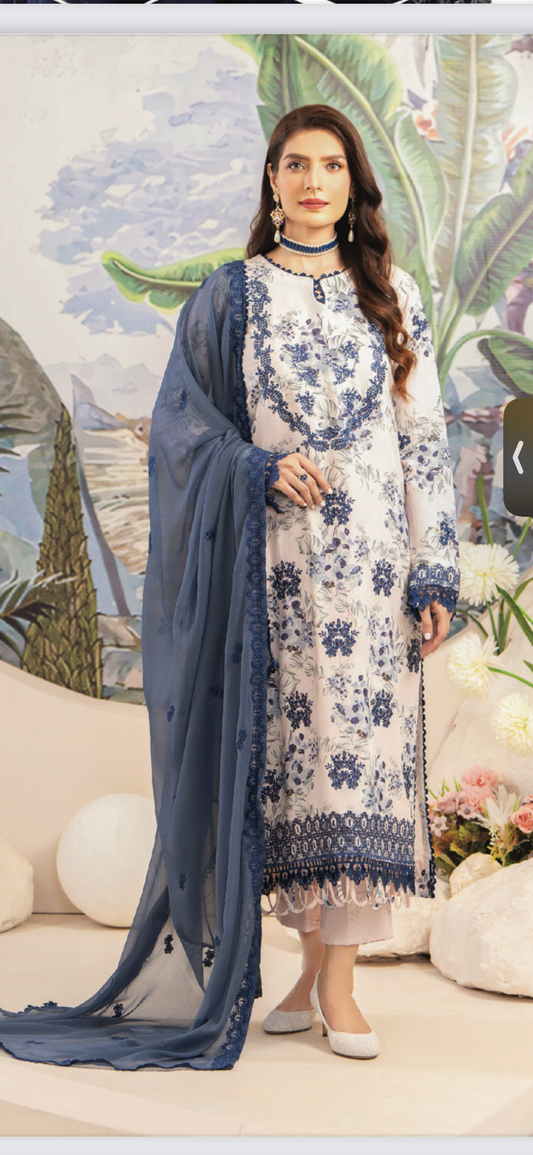 Embroidered Karandi Three Piece Suit