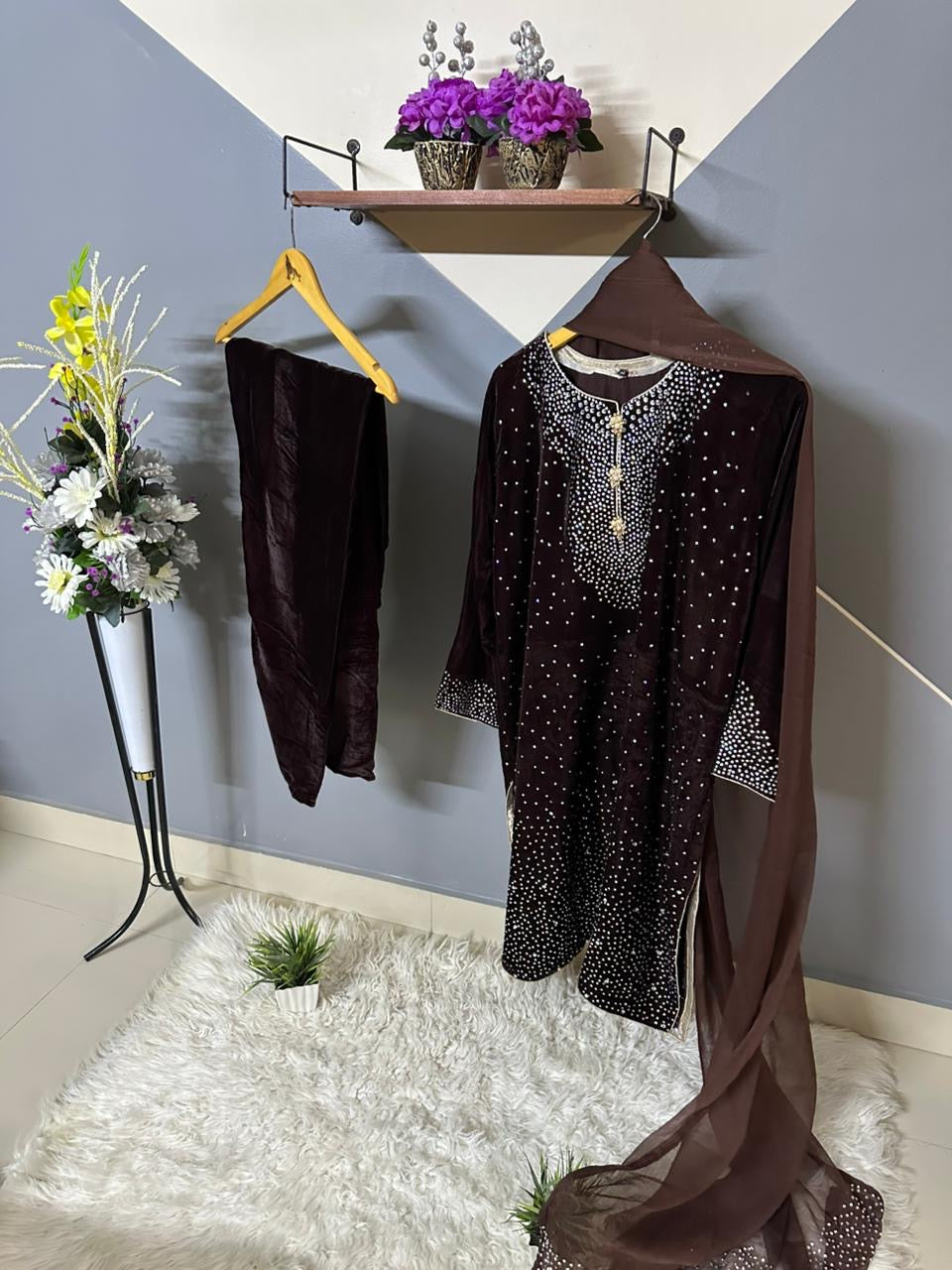 Jasmin 3 Piece Velvet Suit