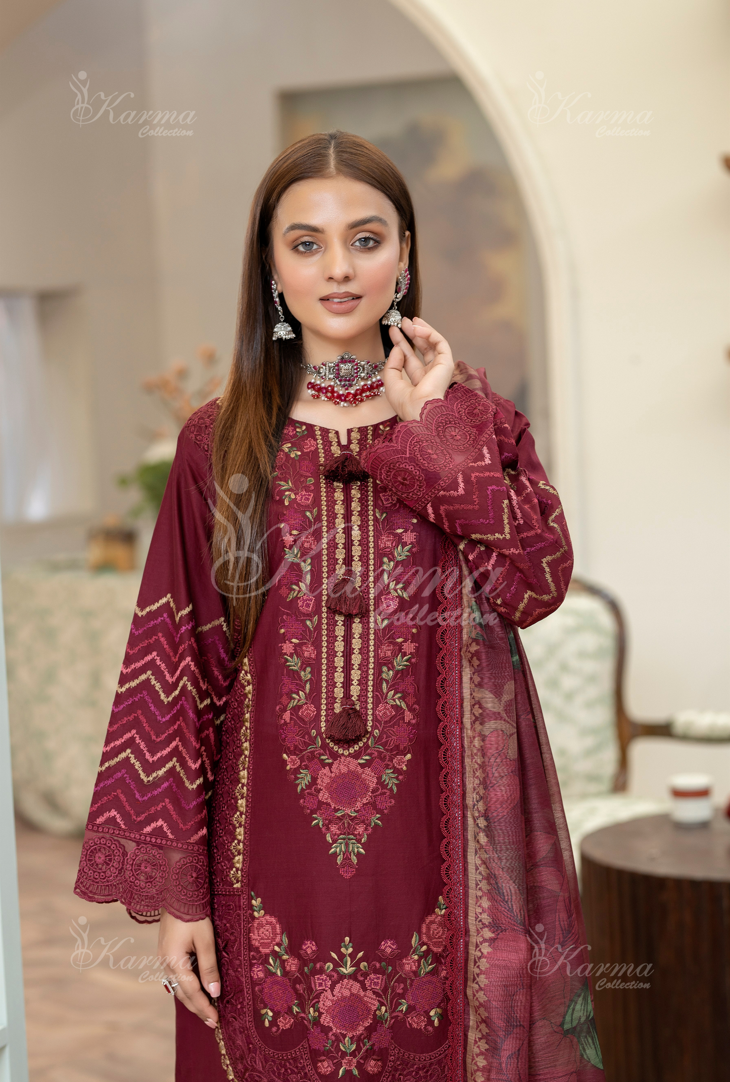 Karma 3 Piece Embroidered Suit