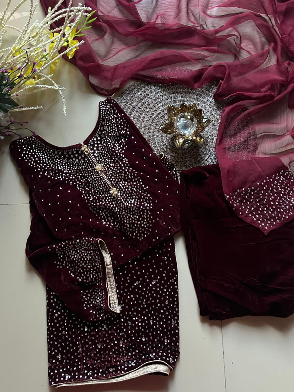 Jasmin 3 Piece Velvet Suit