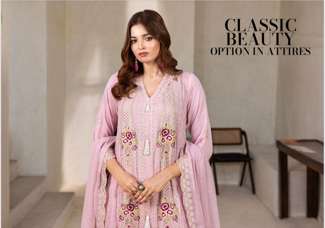 Embriordered Chiffon Gown