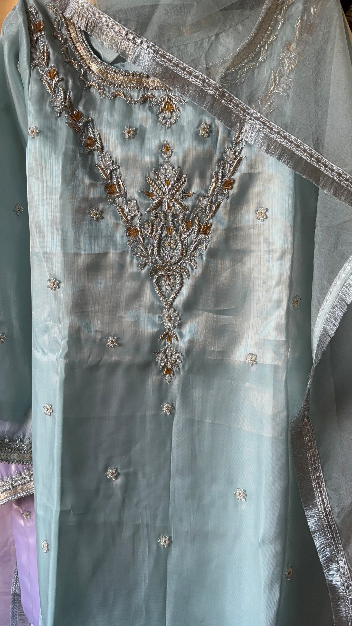 AMAL by BF - 3 Piece Embroidered Shesha Silk Suit