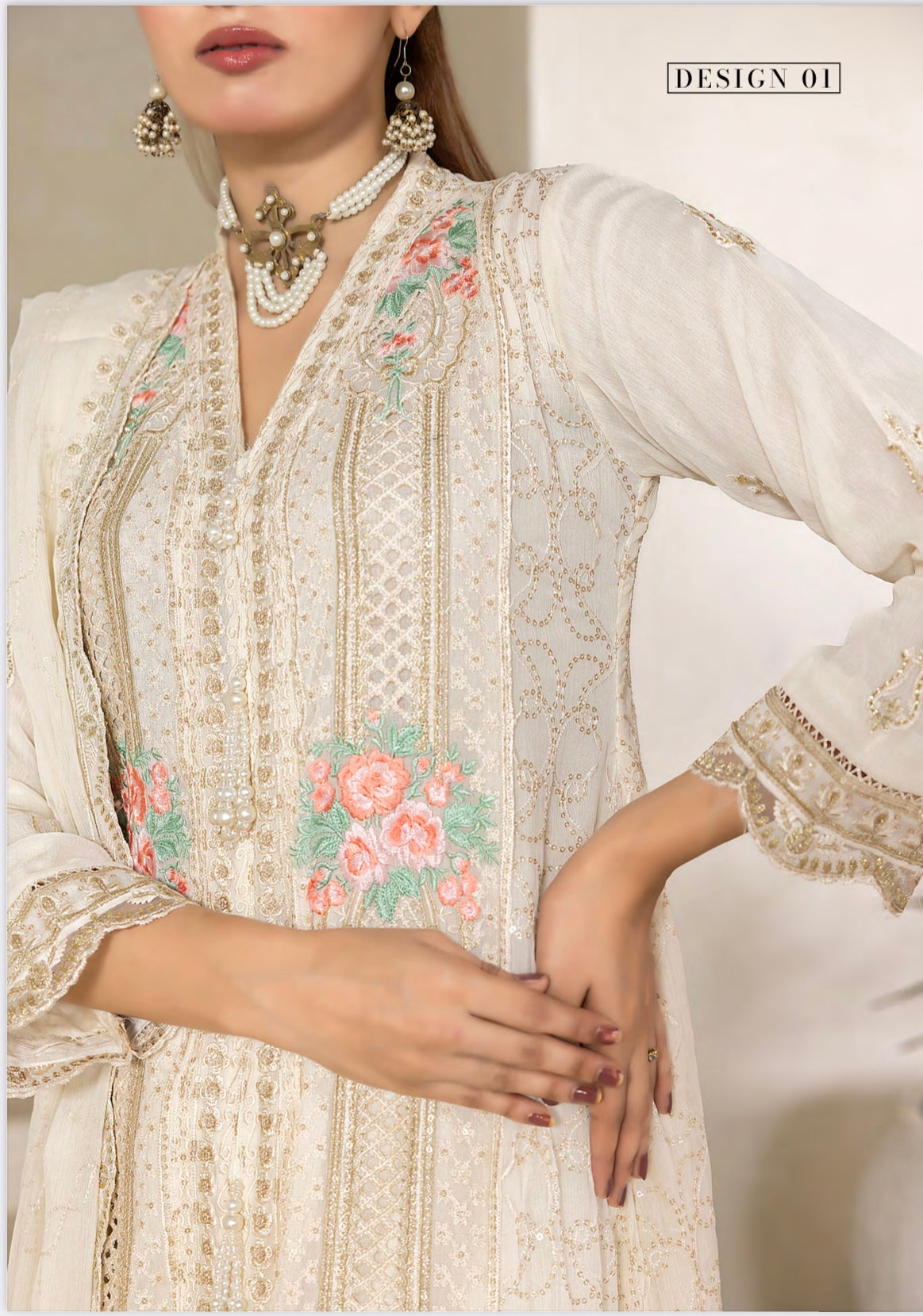 Embriordered Chiffon Gown