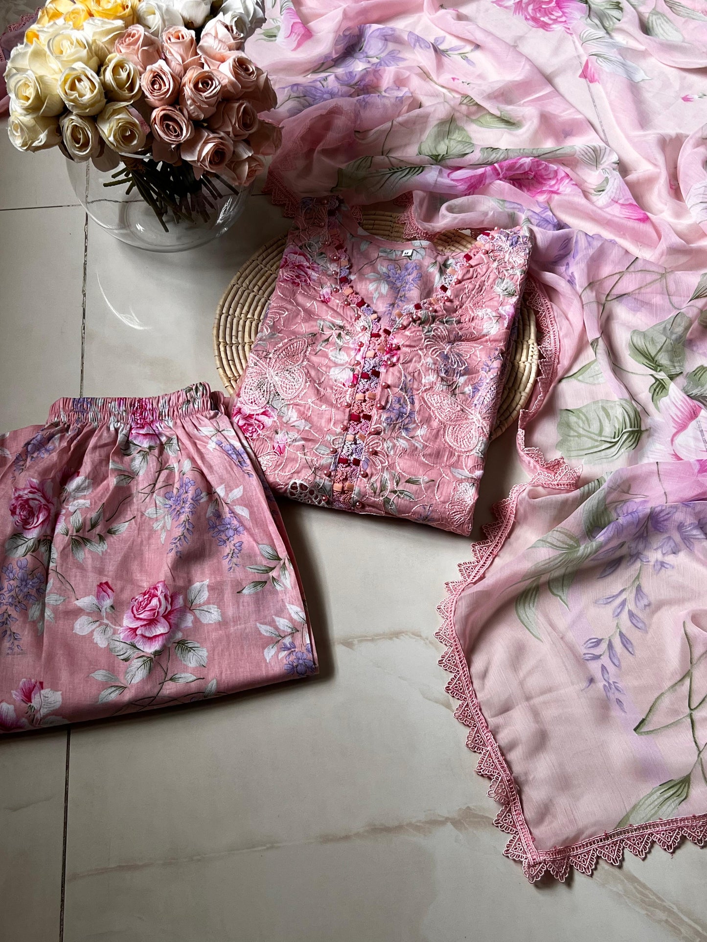 3 Piece Embroidered Lawn with Chiffon Dupata