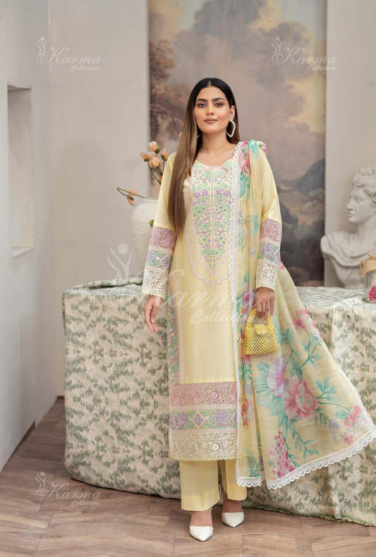 Karma 3 Piece Embroidered Suit