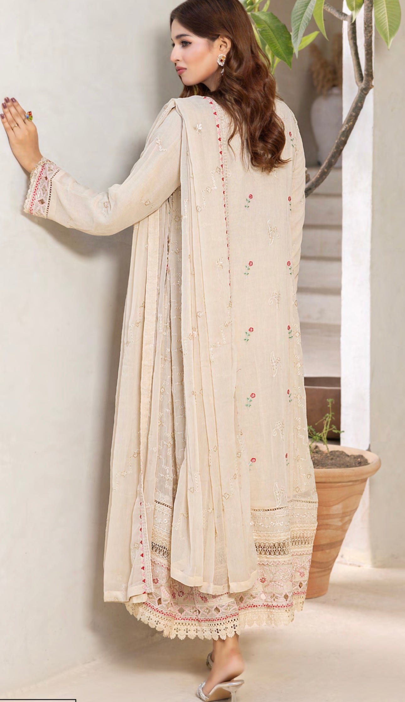 Embriordered Chiffon Gown
