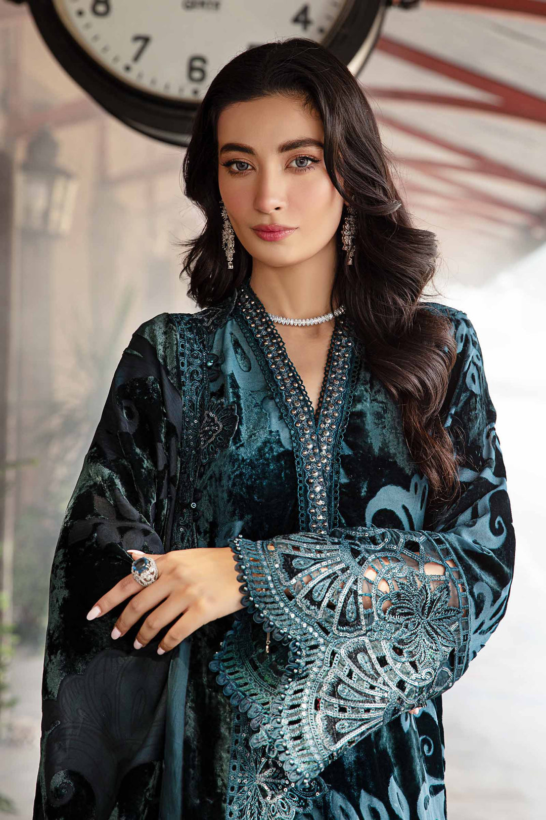 3 Piece stitched Embroidered Palachi Suit