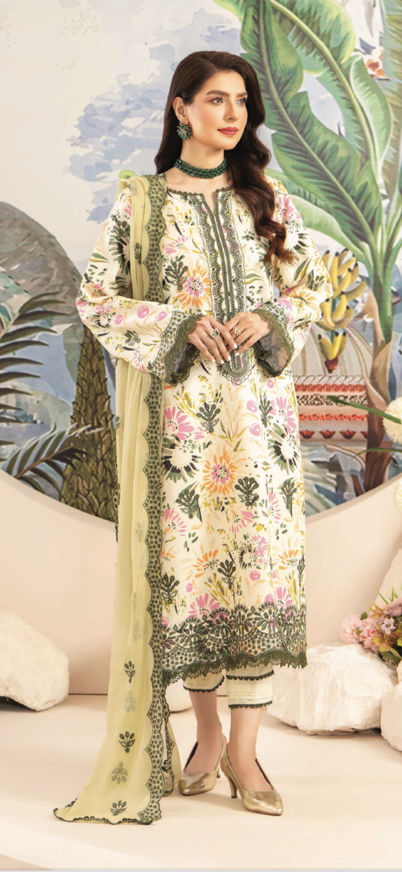 Embroidered Karandi Three Piece Suit