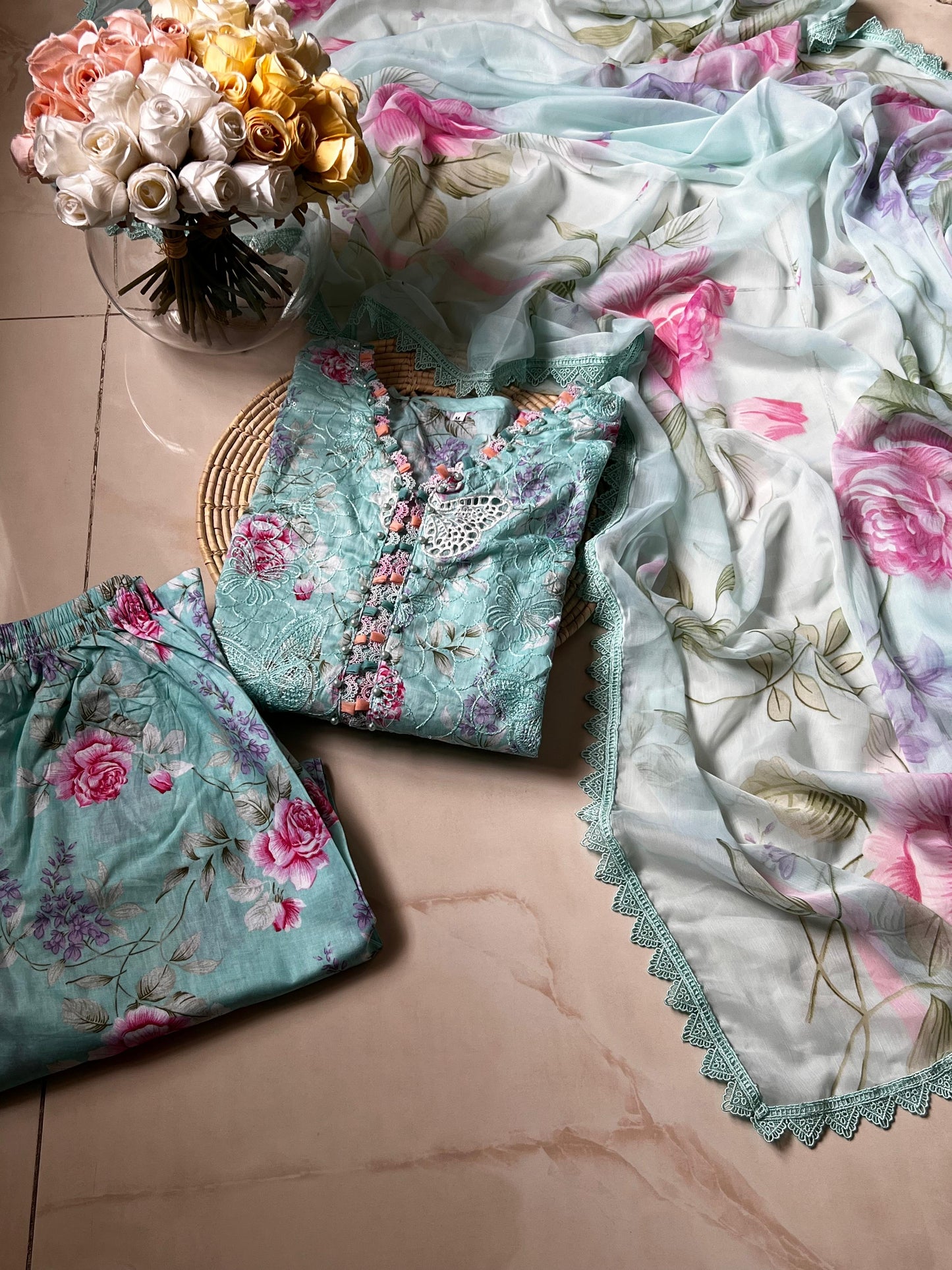 3 Piece Embroidered Lawn with Chiffon Dupata