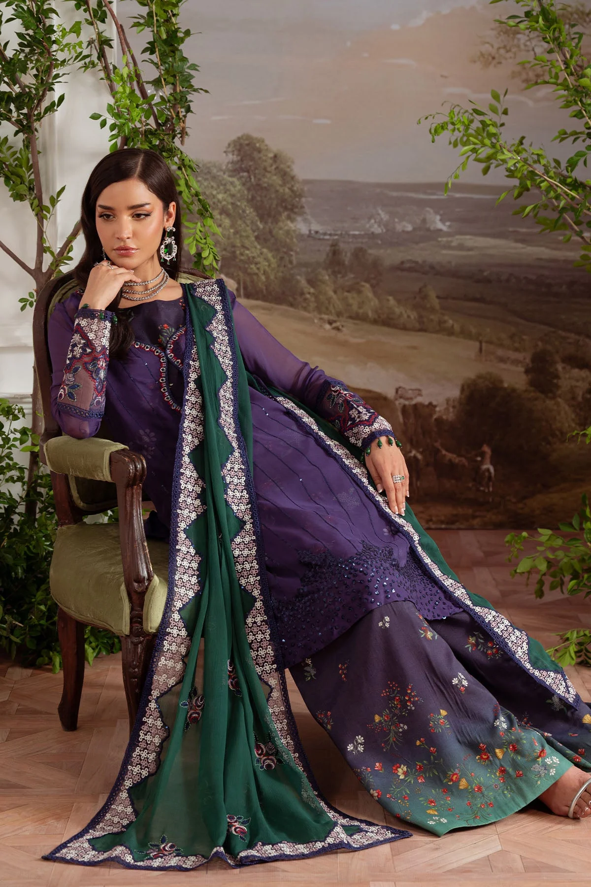Nureh Luxury Embroidered Chiffon