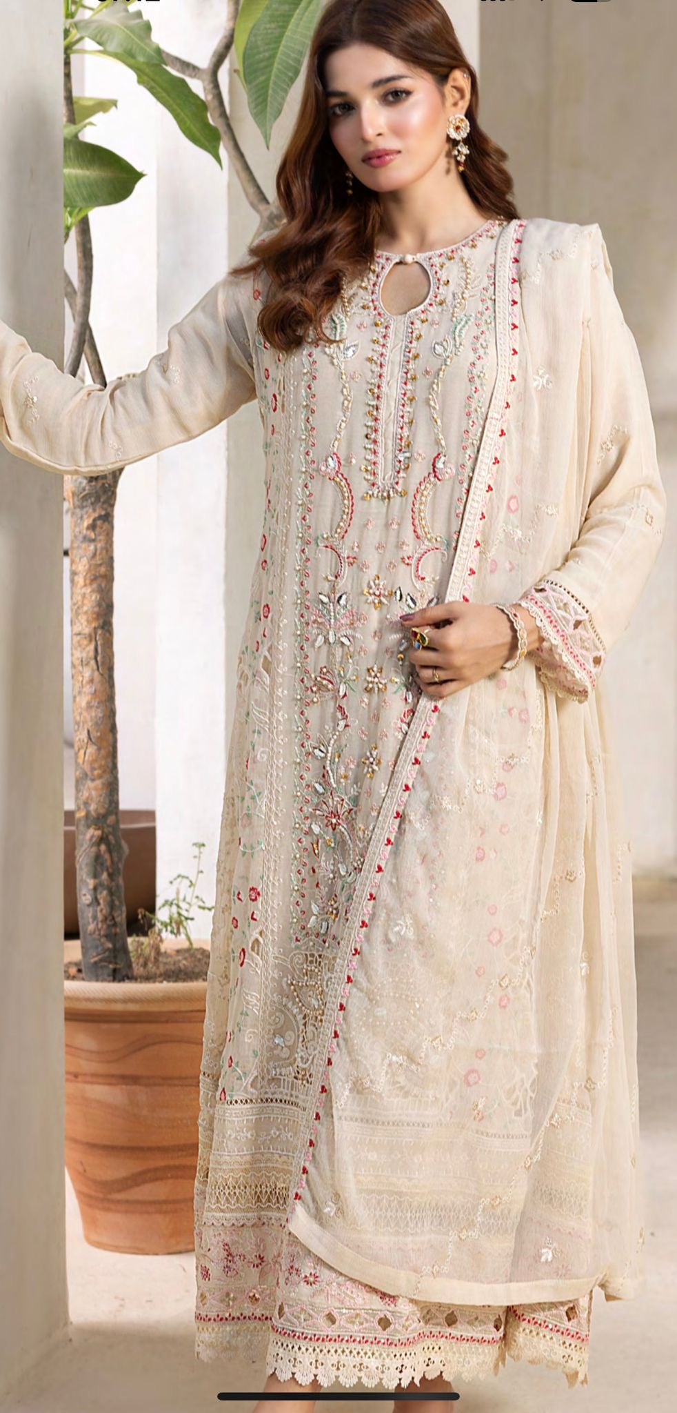 Embriordered Chiffon Gown