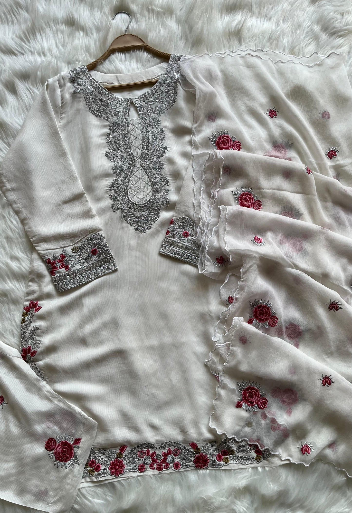 Raw Silk 3 Piece Embroidered with Shalwar