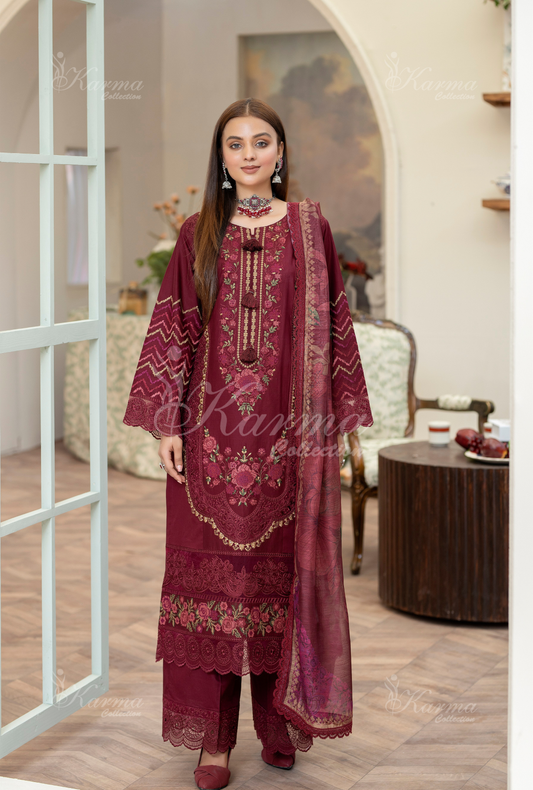 Karma 3 Piece Embroidered Suit