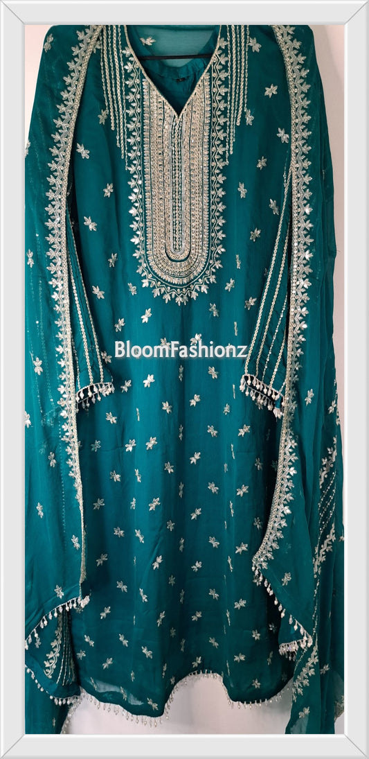 EMAN - 3 Piece Chiffon Suit with Pearl Detailing