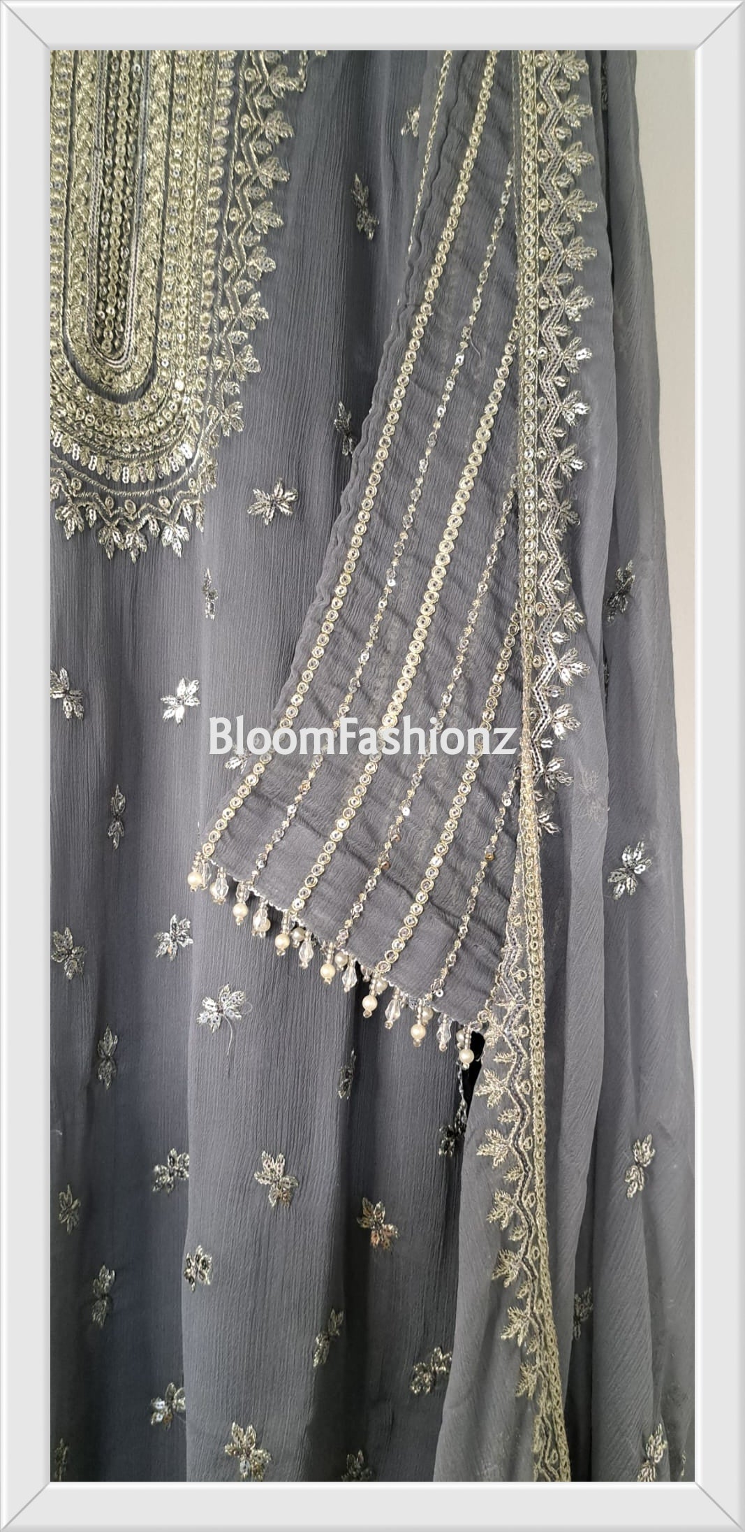 EMAN - 3 Piece Chiffon Suit with Pearl Detailing