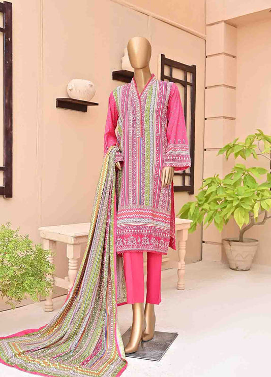 Bin Saeed 3 Piece Linen Embroidered Stitched Suit