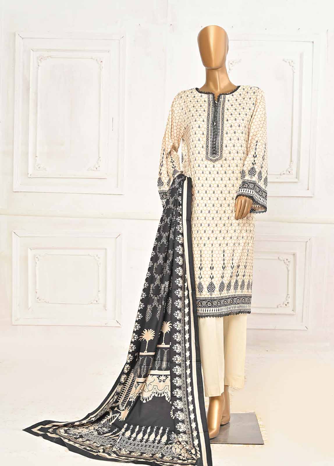 Bin Saeed 3 Piece Linen Printed Stitched Suit