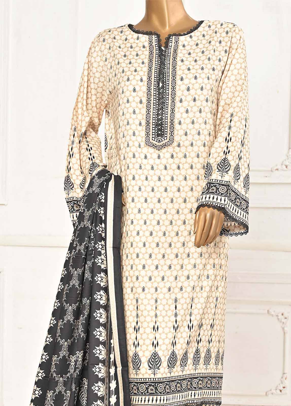 Bin Saeed 3 Piece Linen Printed Stitched Suit