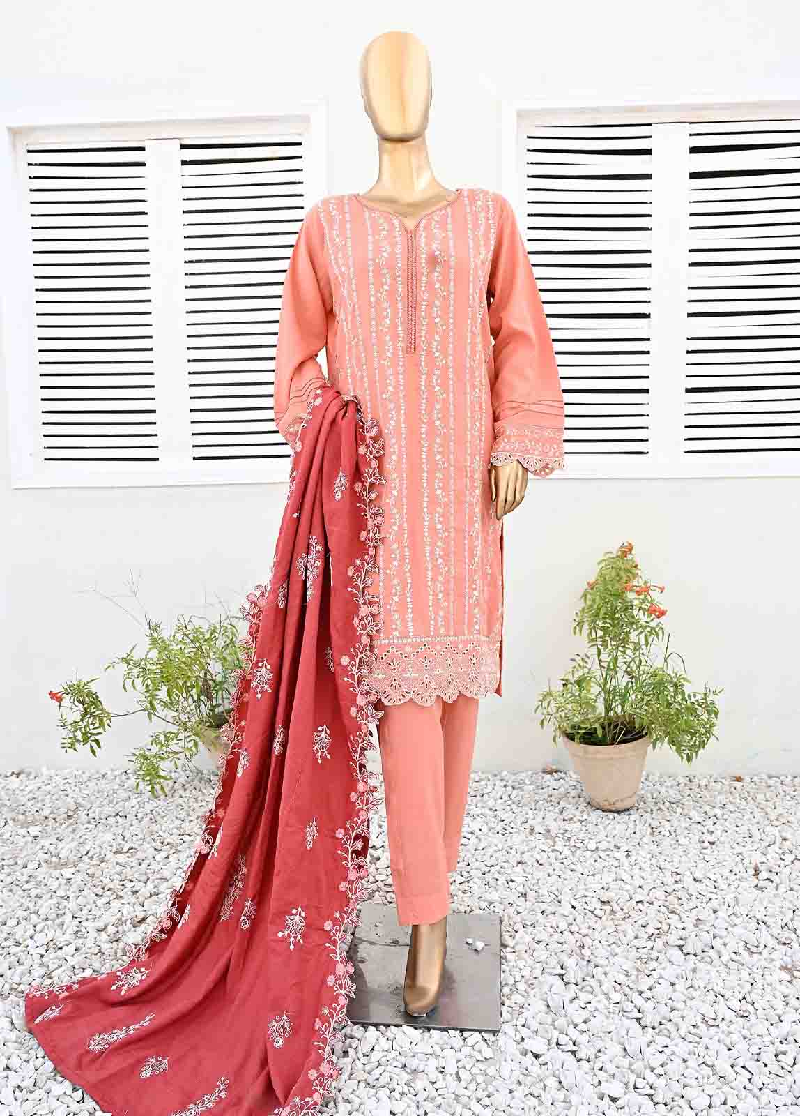 Bin Saeed Embroidered Three Piece Suit