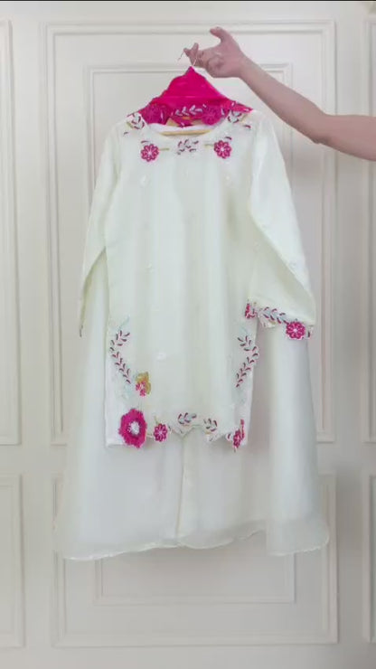 Embroidered 3 Piece Silk Suit