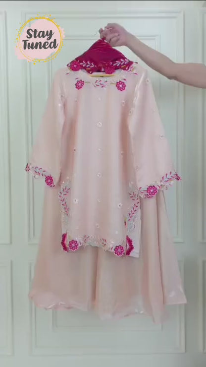 Embroidered 3 Piece Silk Suit