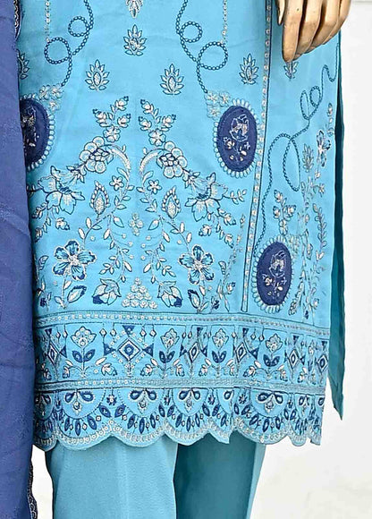 Bin Saeed Embroidered Three Piece Suit