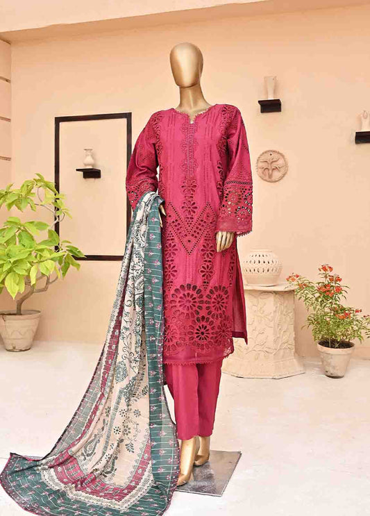 Bin Saeed 3 Piece Cutwork Kari Stitched Suit