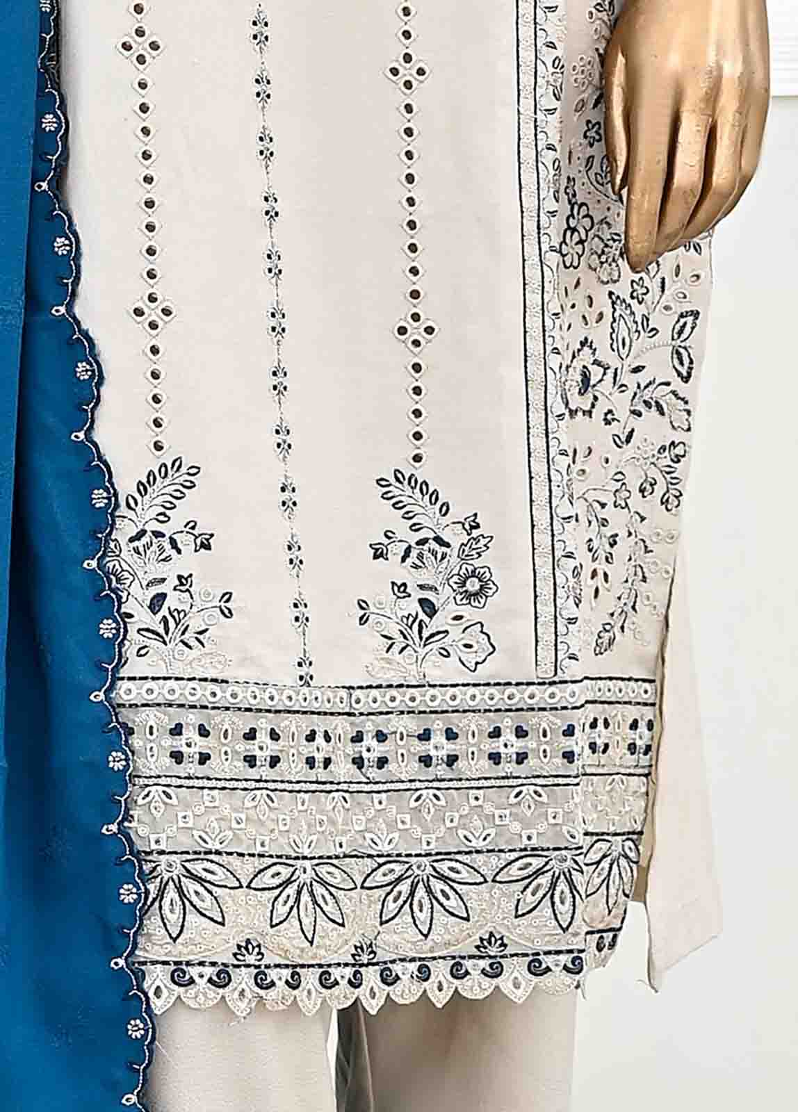 Bin Saeed Embroidered Three Piece Suit