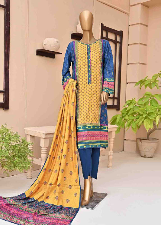 Bin Saeed 3 Piece Linen Printed Stitched Suit