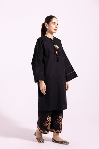 Ethnic Embroidered Black Two Piece