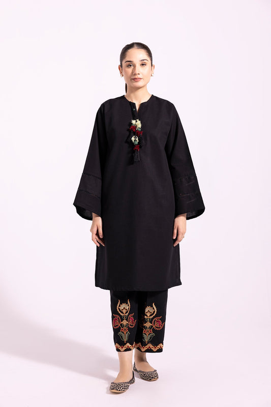 Ethnic Embroidered Black Two Piece