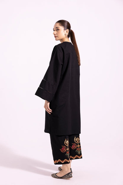 Ethnic Embroidered Black Two Piece