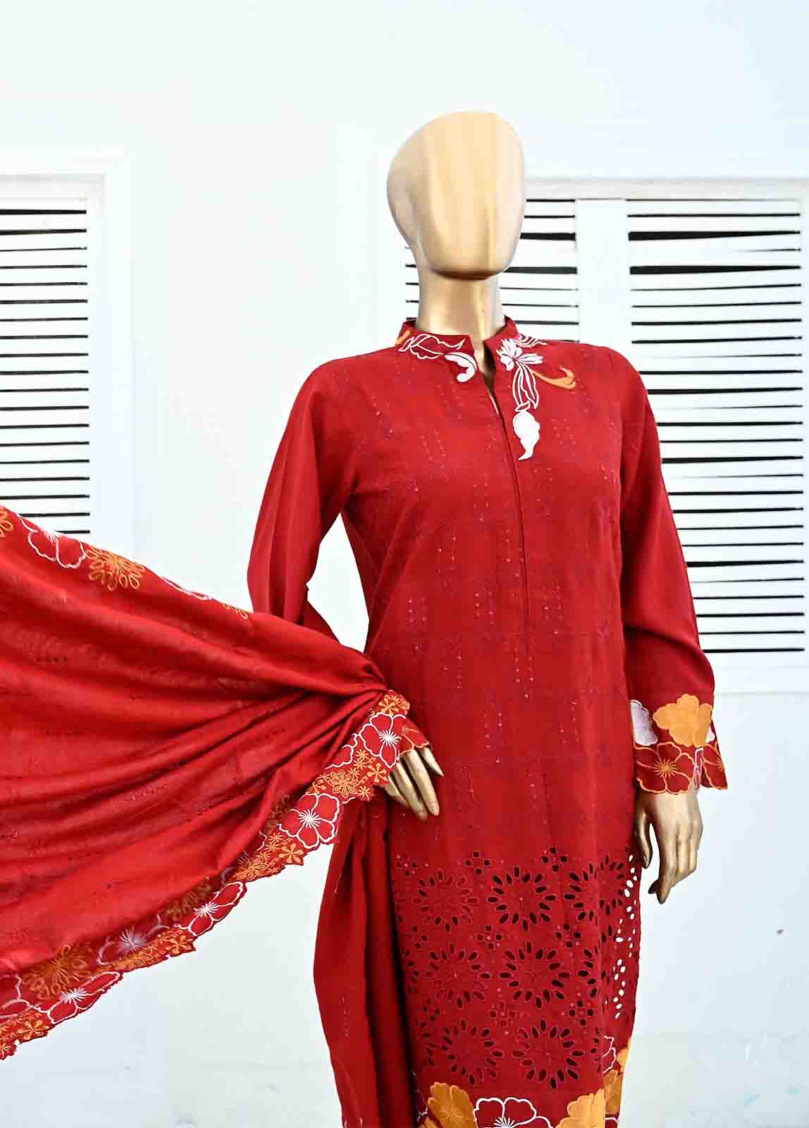 Bin Saeed Embroidered Three Piece Suit