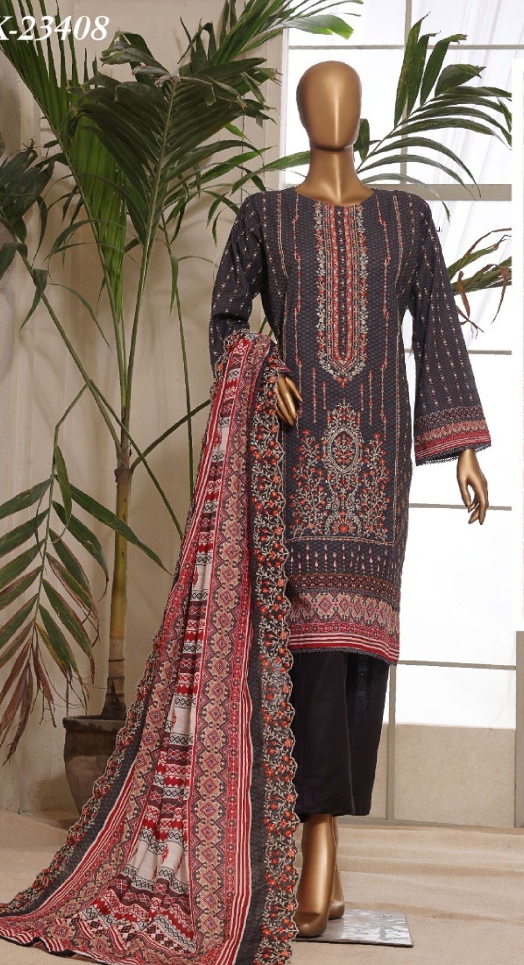 Riwayat Embroidered Khaddar Three Piece Suit